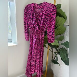Maje Fuchsia and Black Animal Print Dress